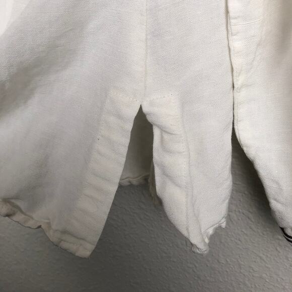 Emma James Petite White Collared Button Up Shirt Floral Embroidery - Picture 7 of 8